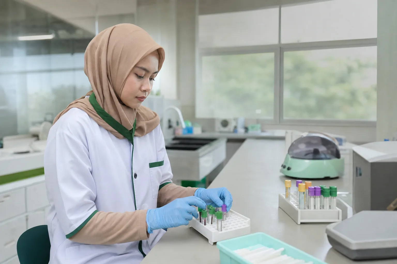 Petugas laboratorium menyiapkan sampel pemeriksaan